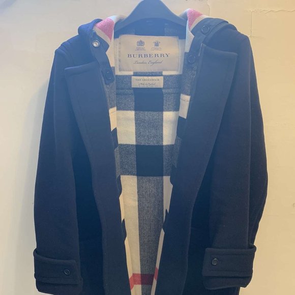 Check-lined Technical Wool Duffle Coat